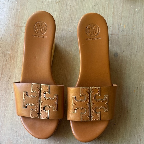 Tory Burch Ines Double Leather Wedge Size 8 - Picture 1 of 9